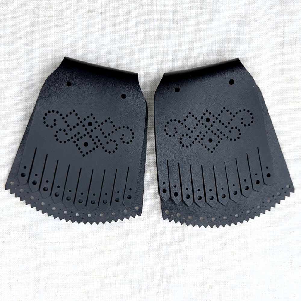 Black Faux Leather Fringed Kilties for shoes